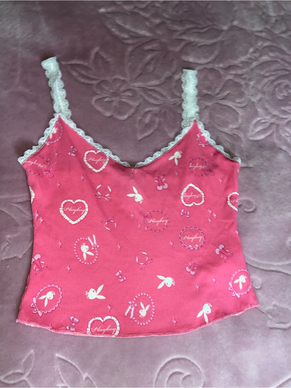 Playboy Lace-Trim Cami Tank Night top Sleepwear - Picture 2 of 4